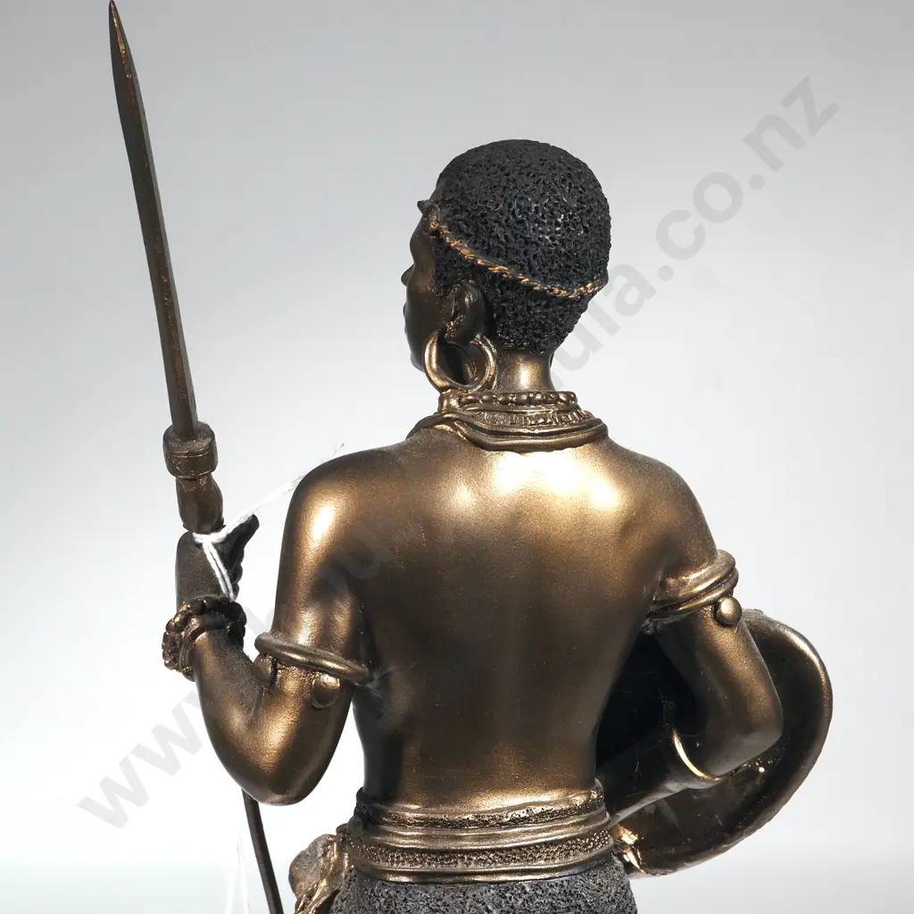 Figure Of A Massai Warrior With Shield & Spear.  Image 1++