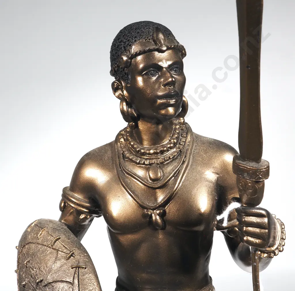 Figure Of A Massai Warrior With Shield & Spear.  Image 1++
