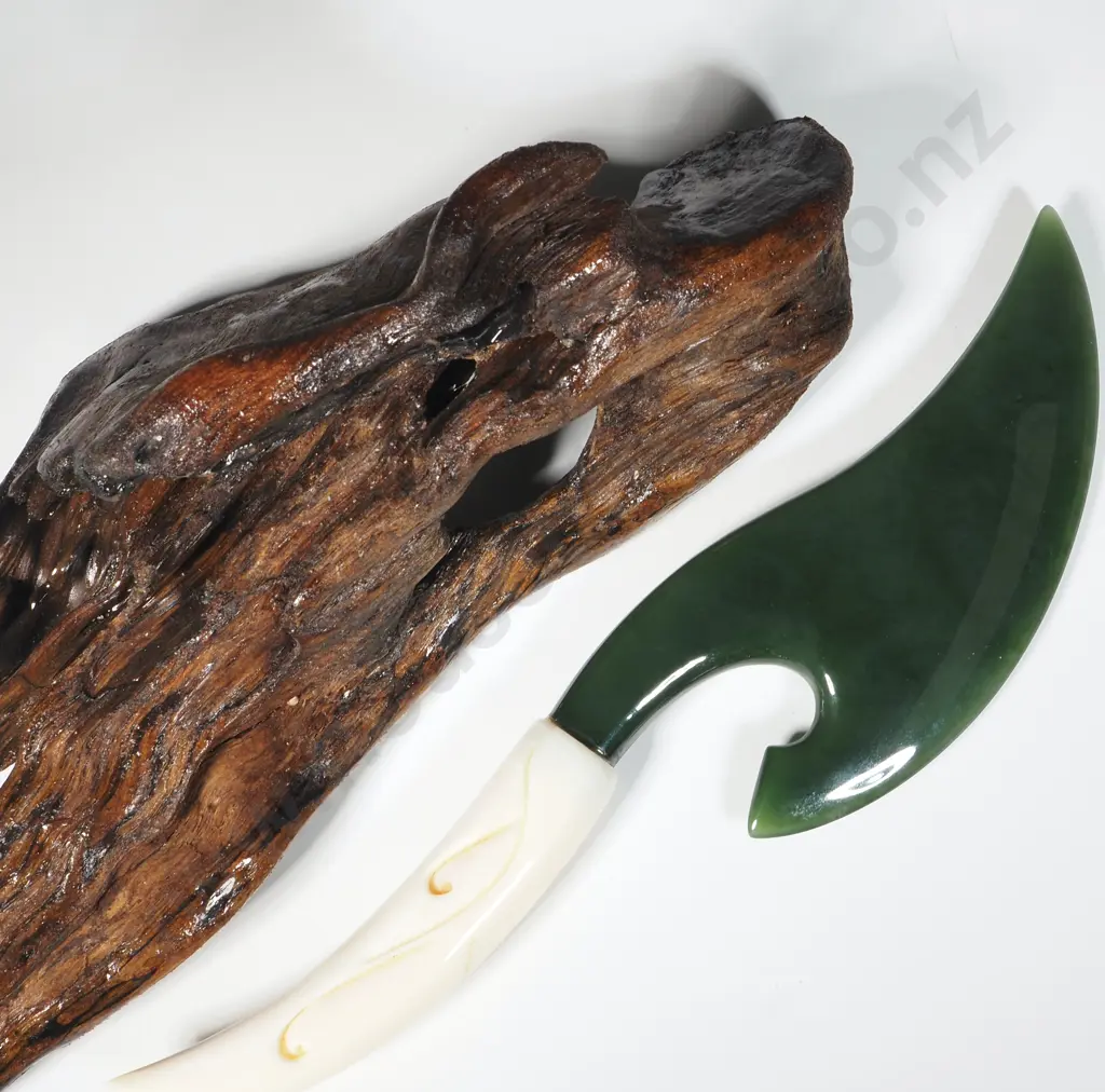 NZ Jade & Bone Axe With A Driftwood Stand  Image 1++