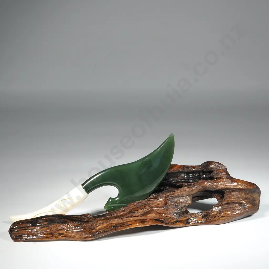 NZ Jade & Bone Axe With A Driftwood Stand  Image 1++