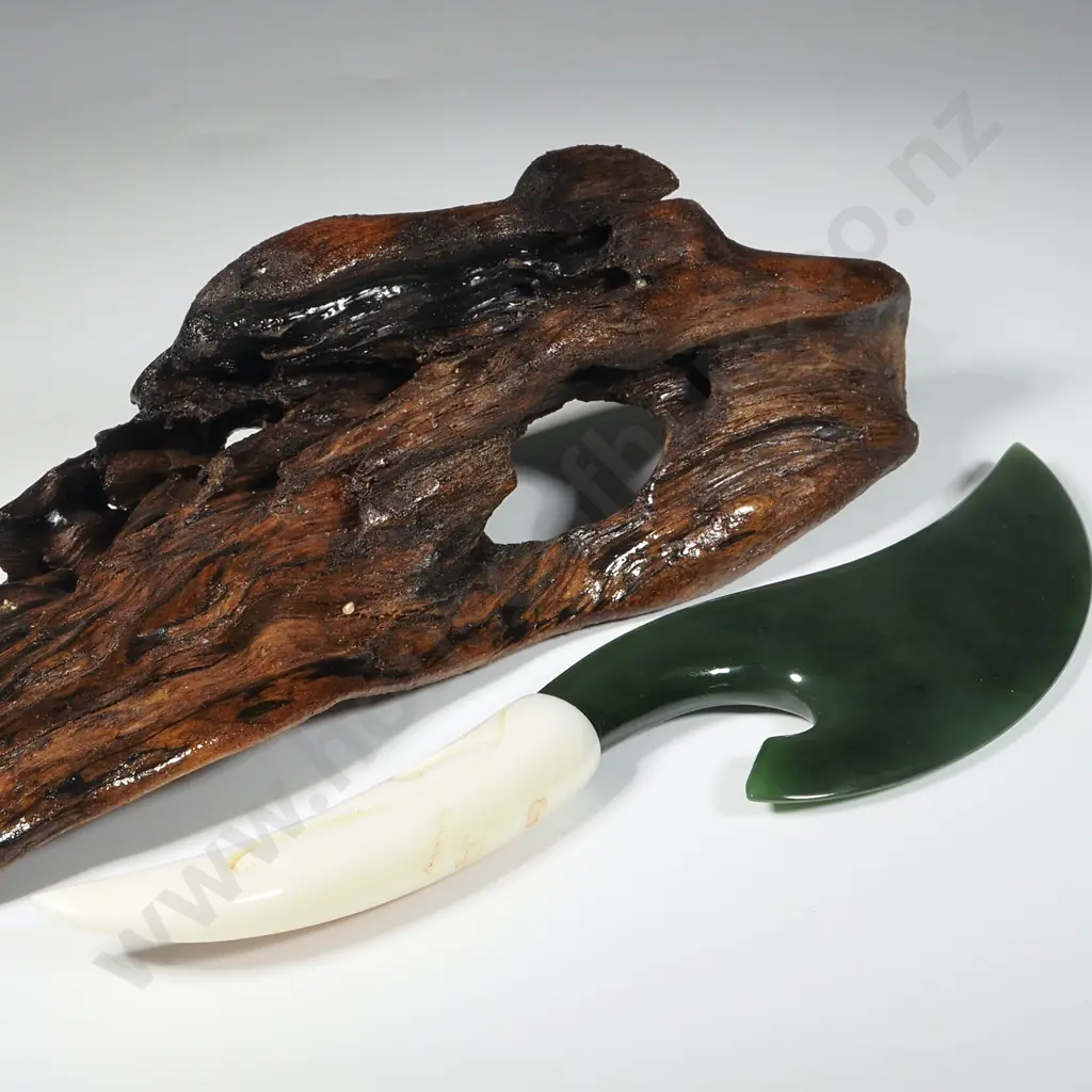 NZ Jade & Bone Axe With A Driftwood Stand  Image 1++