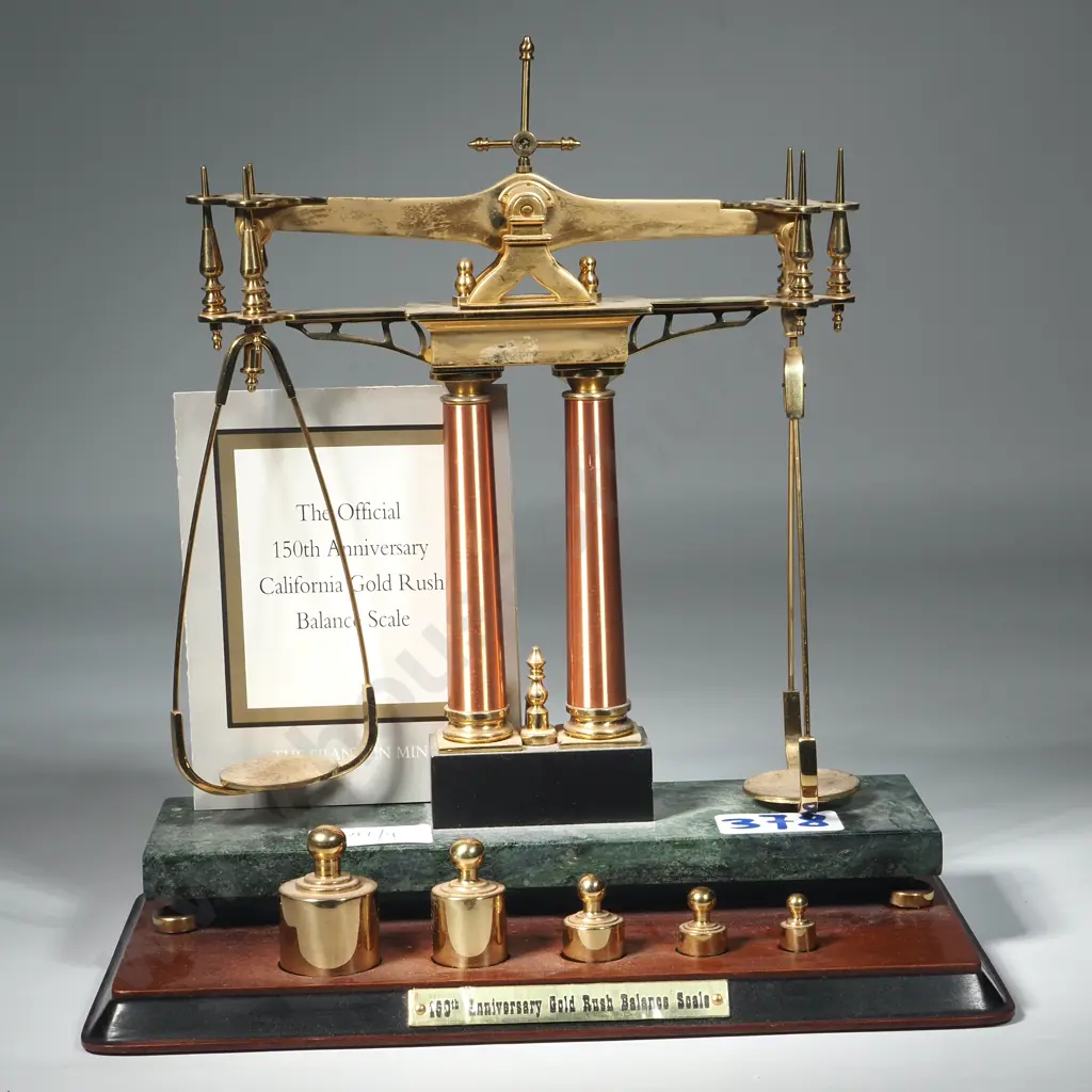 The Official 150th Anniversary California Gold Rush Balance Scale Complete with Weights Image 1++