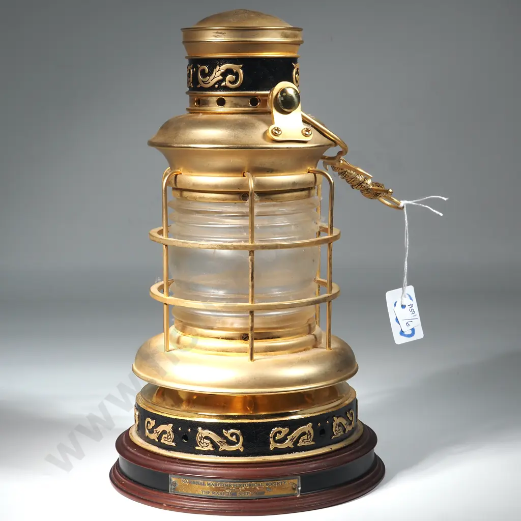 Reproduction Cutty Sark Anniversary Ship Lamp. Brass With Anchor Hook & Compass Finial. Image 1++