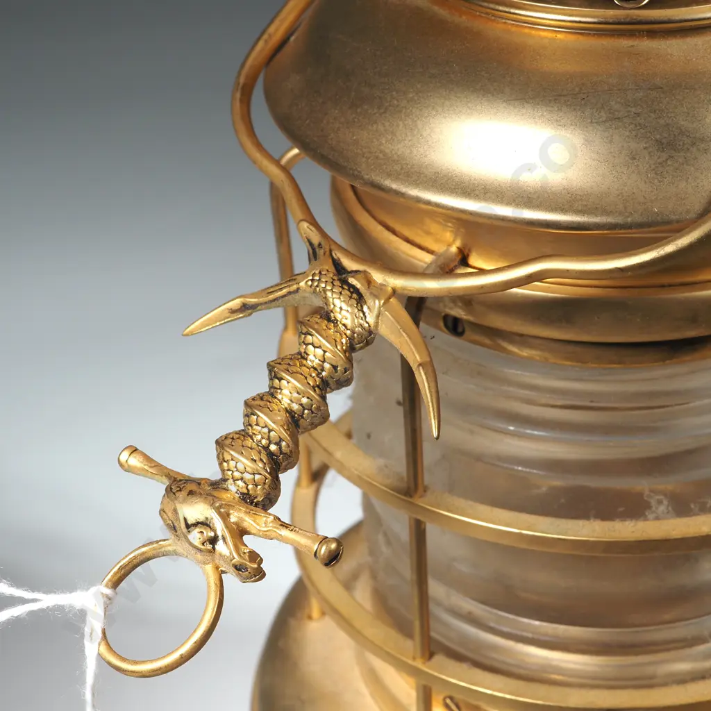 Reproduction Cutty Sark Anniversary Ship Lamp. Brass With Anchor Hook & Compass Finial. Image 1++