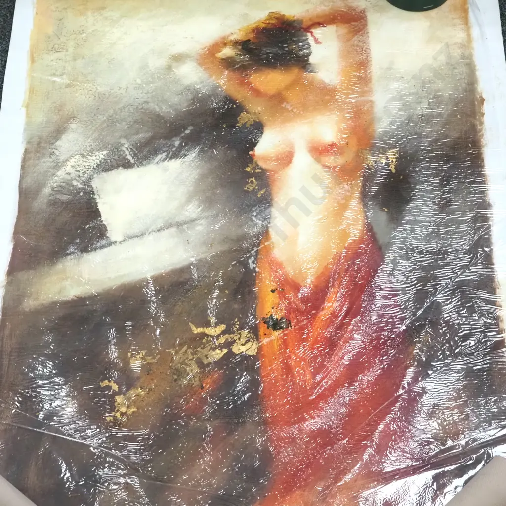 K Weiss, Nude with Gold Accents, Acrylic On Rolled Canvas. Signed. 610 x 900mm   Image 1++