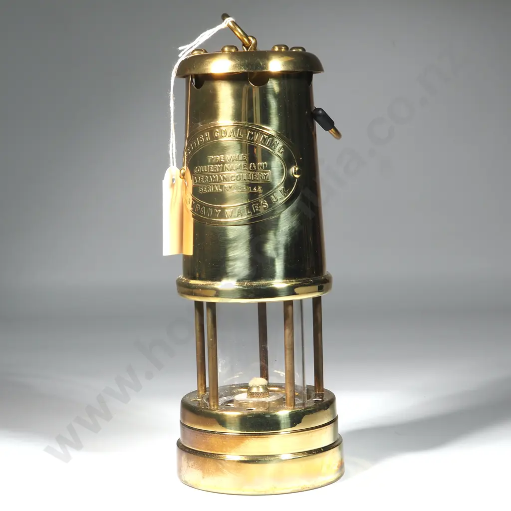 Brass British Coal Mining Miners lamp Aberaman Colliery Wales In Original Box Image 1++