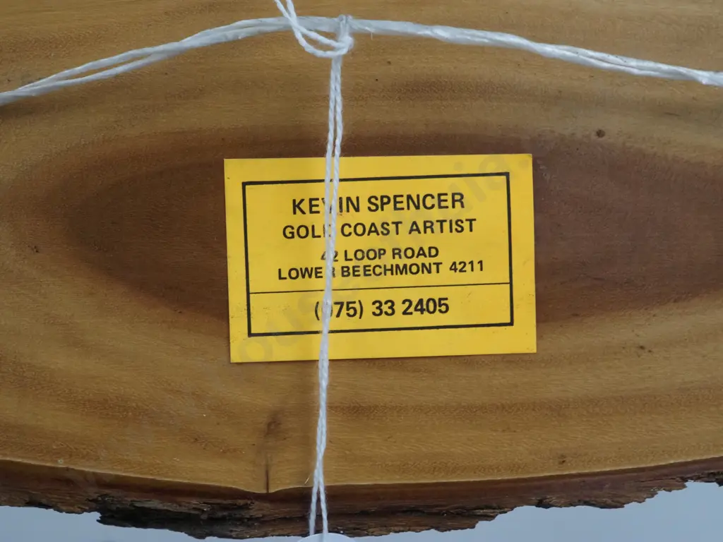 Vintage Wood Slice By Kevin Spencer Gold Coast Artist Depicting A Coastal Scene with a Lighthouse  Image 1++