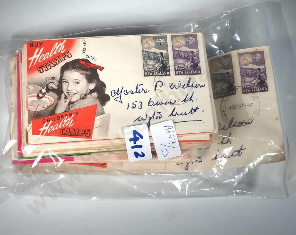Assorted Lot of Addressed & Franked Children's Health Stamp Envelopes. Image 1++
