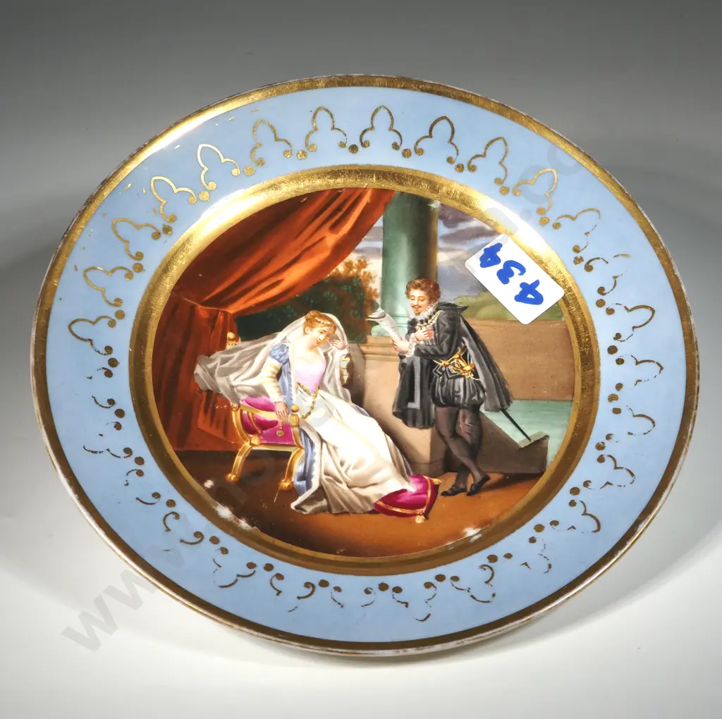 Sevres Style Wall Plate; The Intricate Hand Painted Scene Depicting Two Figures With The Male Offering  The Female  A Cu Image 1++