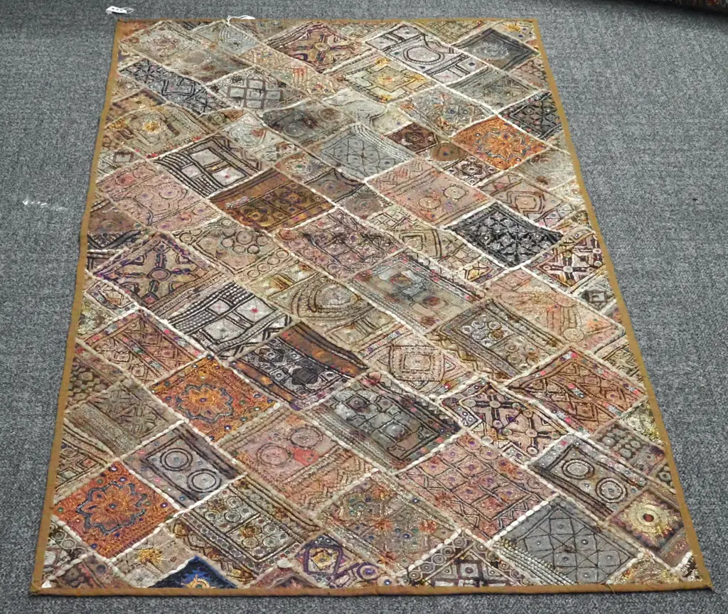 Vintage Banjara Large Patchwork Shawl With Finely Embroidered Metallic Threads. Image 1++