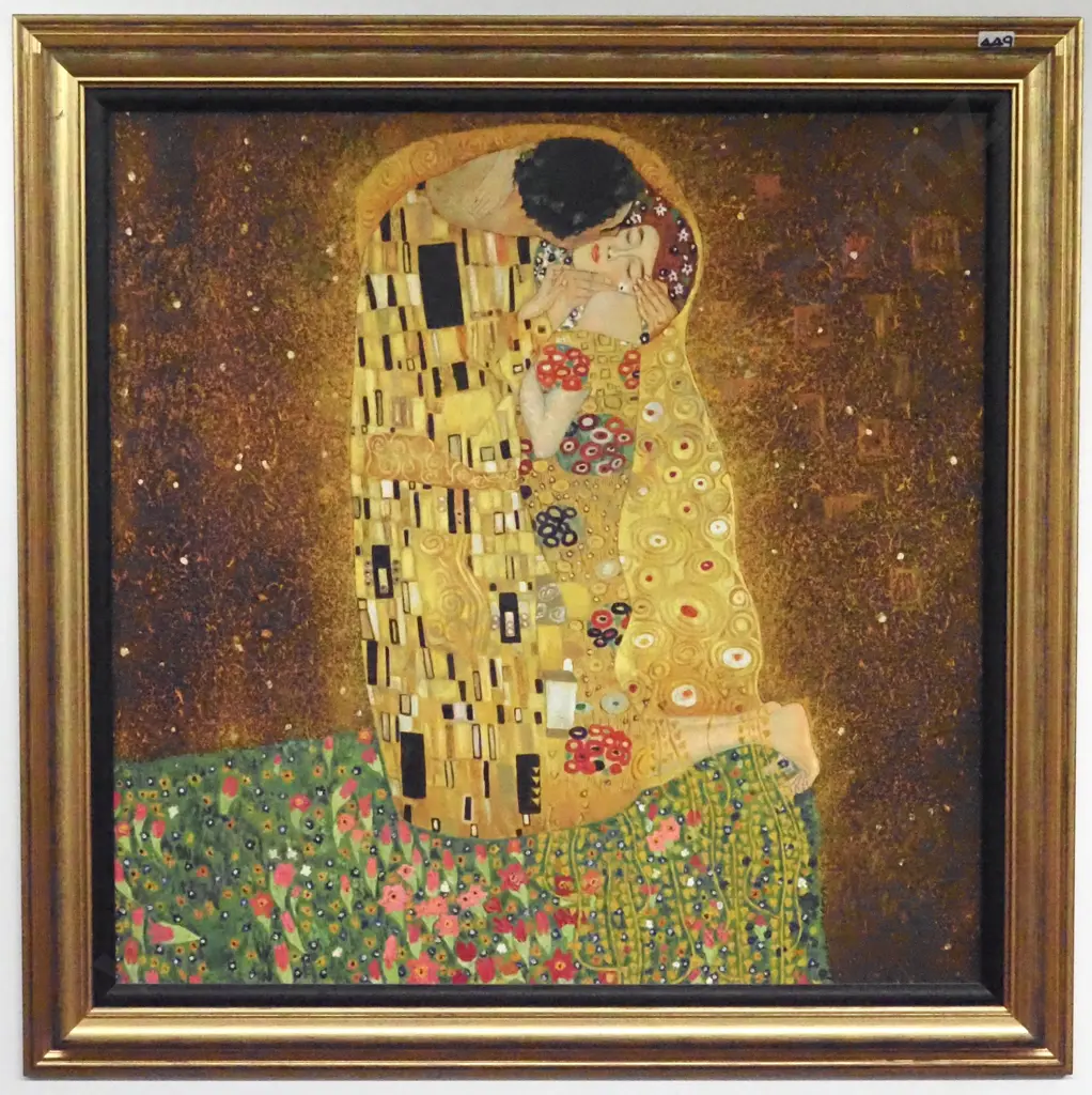 Gustave Klimt. "The Kiss'. Oil on Board Reproduction. Image 1++