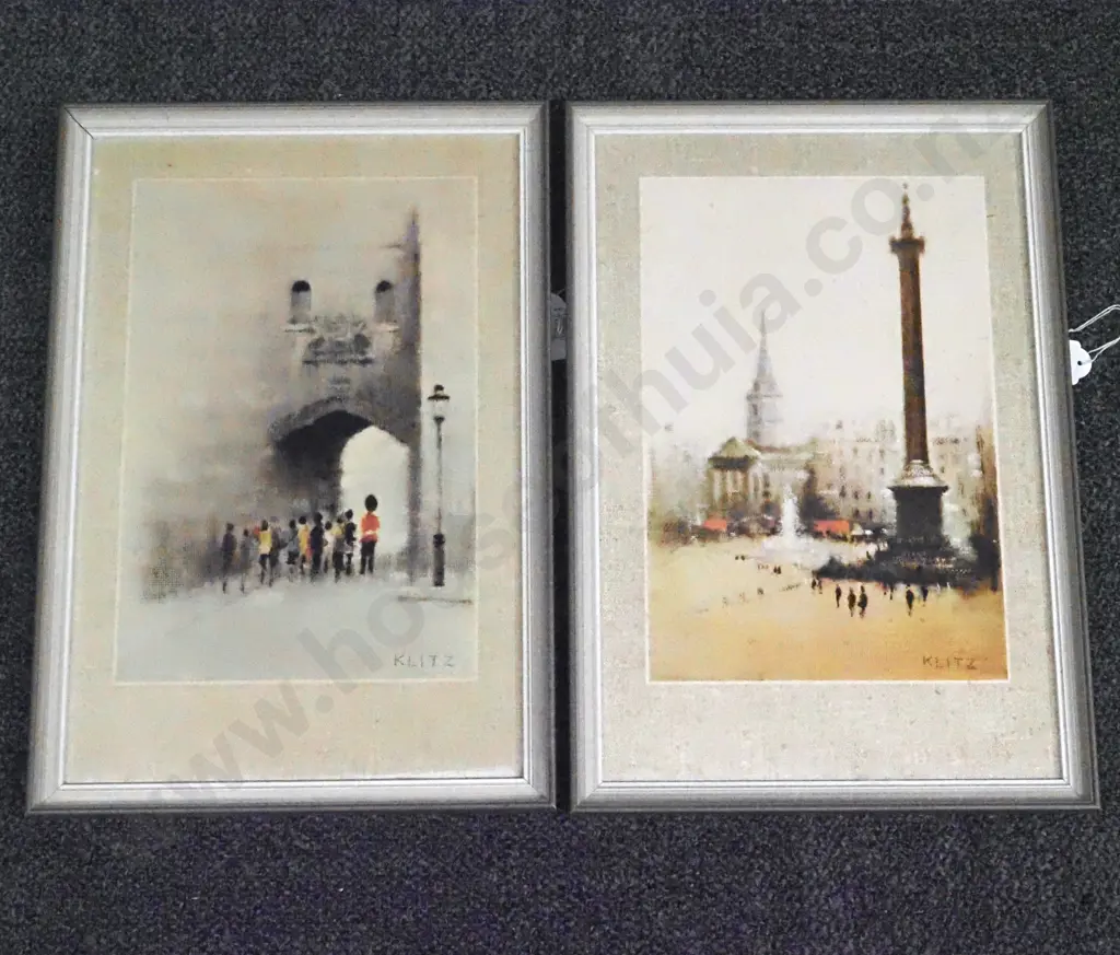Two Framed Klitz Prints. Trafalgar Square & Vintage London View. Image 1++