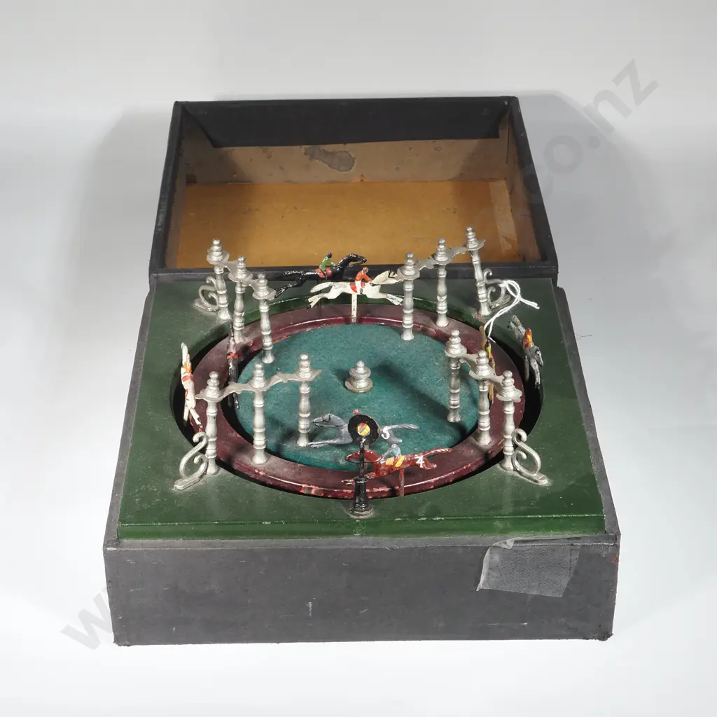 Early 20th Century French Double Row Mechanical Horse Racing Game - Jeu De Course. Image 1++