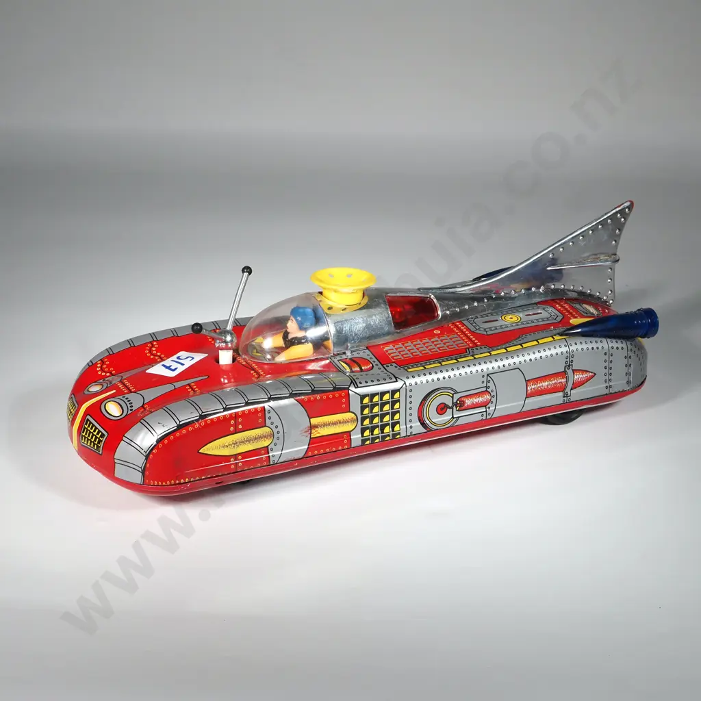 1970s Alps Japan Battery Operated Red/Silver/Yellow Space Car. Image 1++