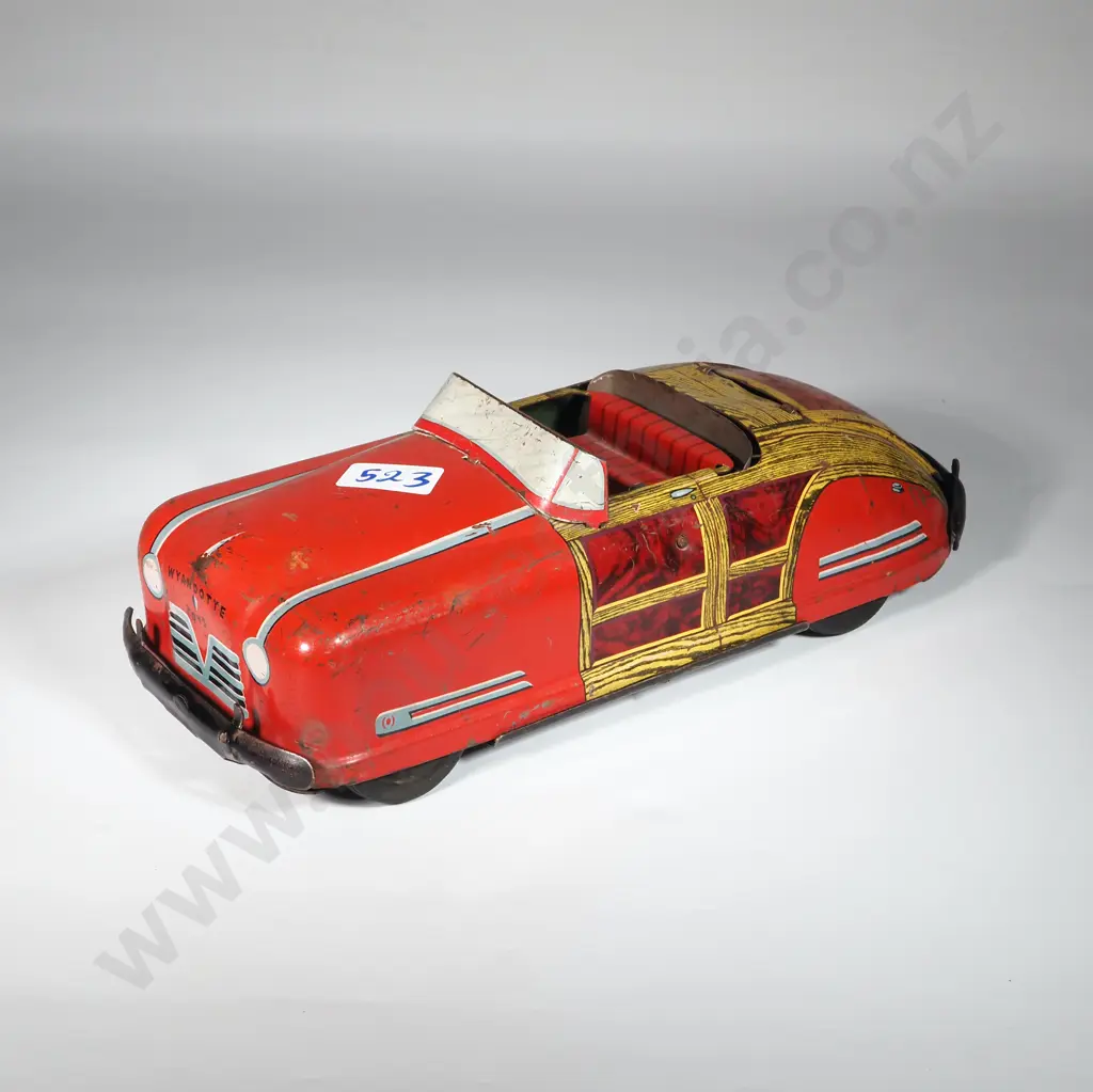 1940s Wyandotte Red/Yellow Tin Woody Free Wheeler Convertible. Image 1++