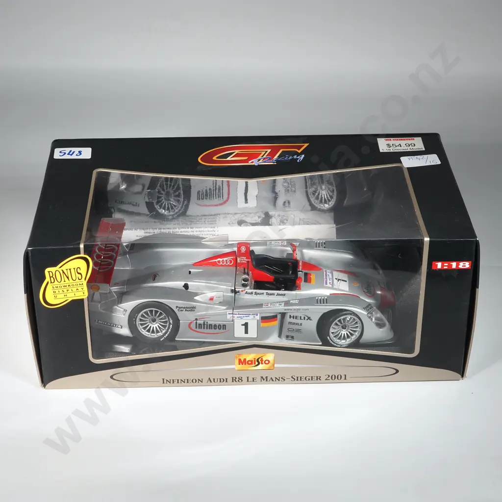 Boxed Maisto Infineon Audi R8 Le Mans - Seiger 2001. 1:18. A/F. Image 1++
