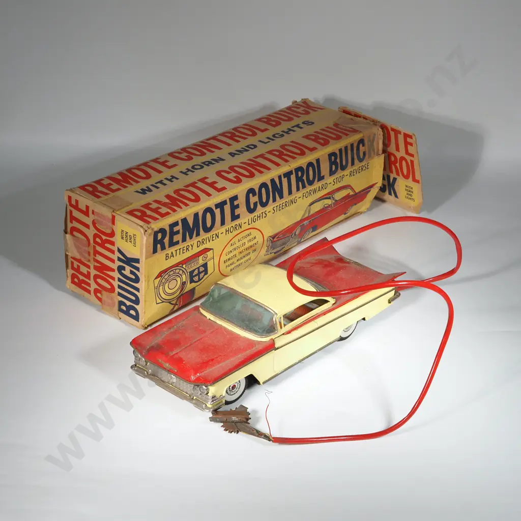 Battery Controlled Buick With Horns, Lights & Steering In Original Box.  Damaged  Image 1++