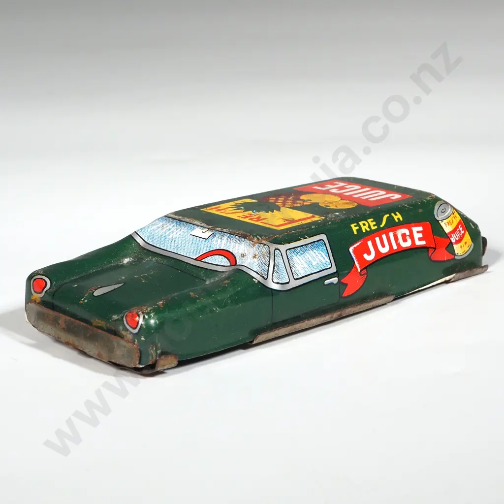 Vintage Green Tin Model Fresh Juice Pineapple/Oranges Toy Vehicle. Image 1++