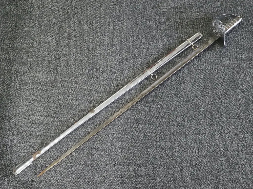 1895 British Officers Sword - Chromed Scabbard & Hilt Image 1++