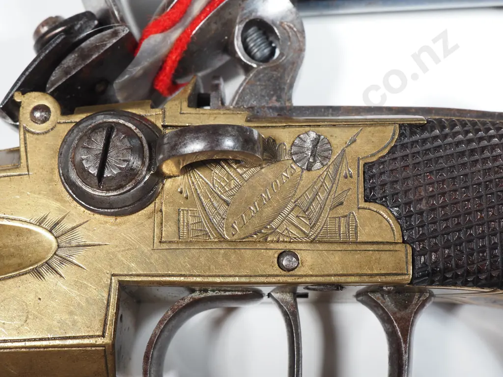 Pair of Double Barrel 80 Bore Flintlock Taplock Pistols w Birmingham Proof Marks 1805-1815 - w Bullet Mould Image 1++