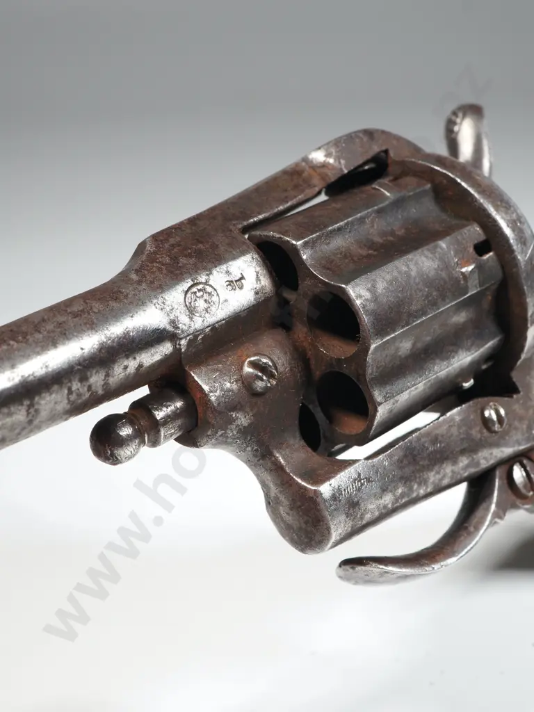Belgian 7mm Pin Fire Six Shot Folding Trigger Revolver. Image 1++