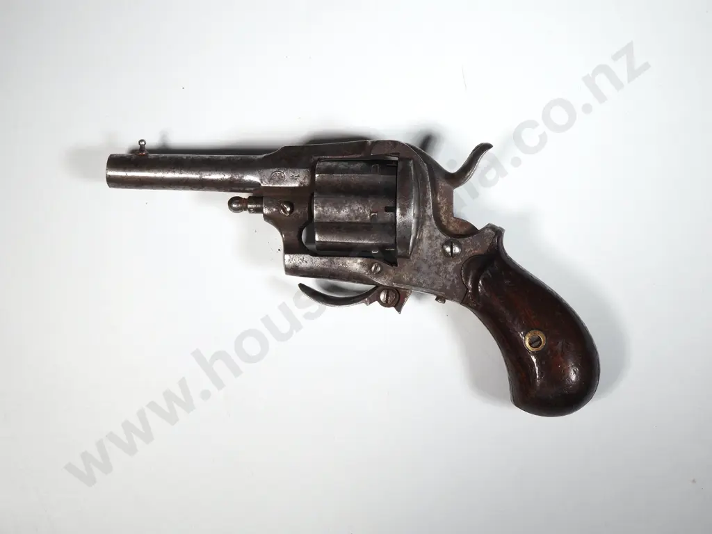 Belgian 7mm Pin Fire Six Shot Folding Trigger Revolver. Image 1++
