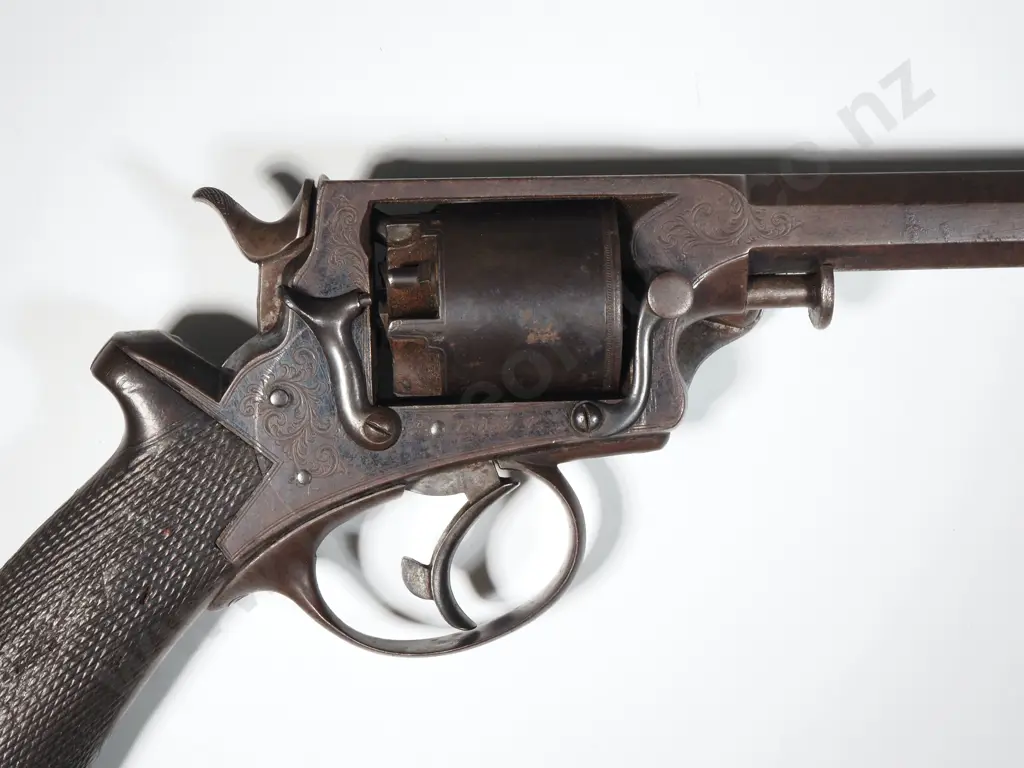 54 Bore Forth Model  Side Lever Loading Tranter Revolver w Contemporary Leather Holster. Image 1++