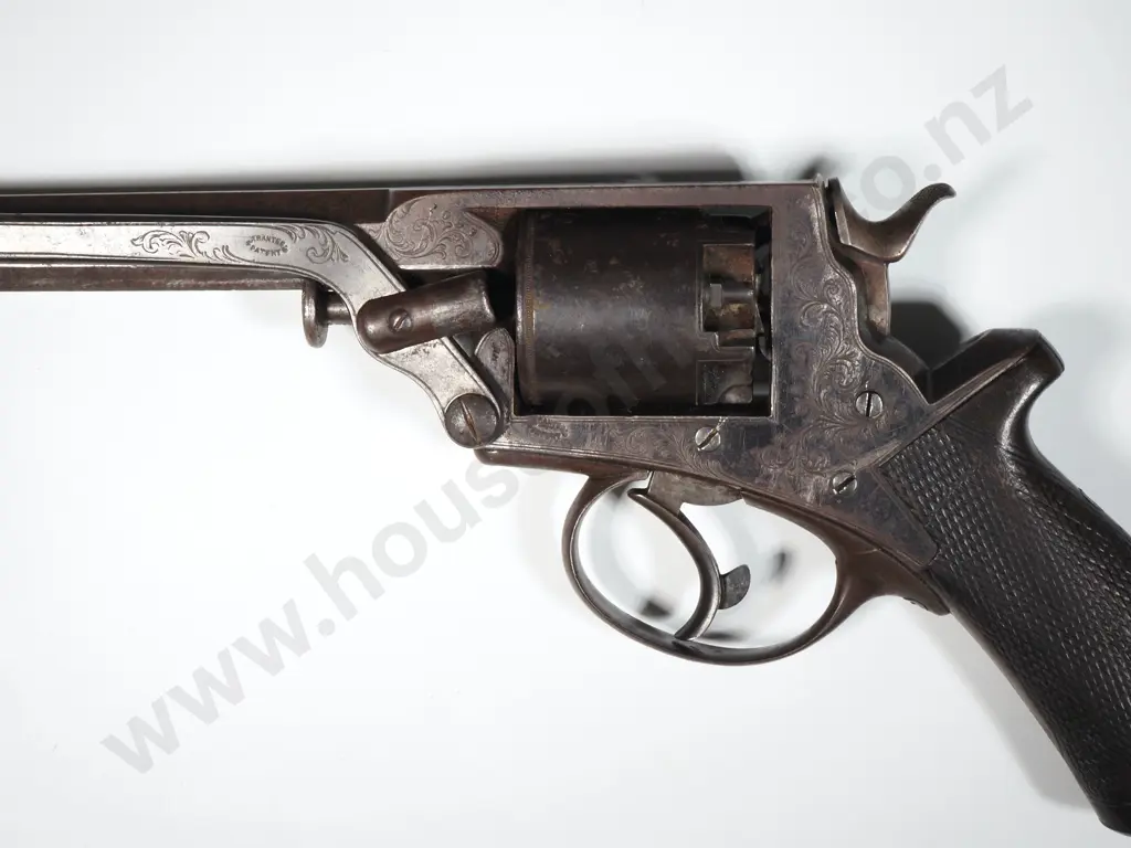 54 Bore Forth Model  Side Lever Loading Tranter Revolver w Contemporary Leather Holster. Image 1++