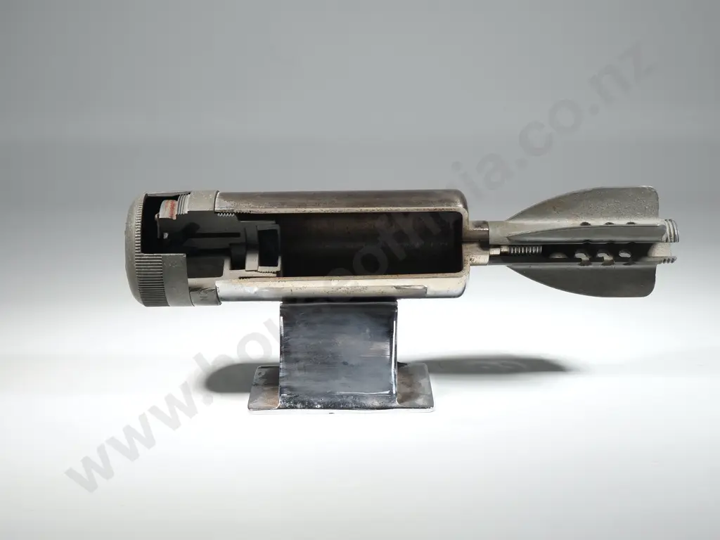 2" Mortar Bomb Sectionalised on a Chrome Stand. Image 1++