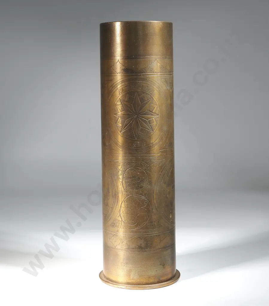 Trench Art Shell 1916 Dated German 75mm - Inscribed Bethlehem 9/12/17  Image 1++