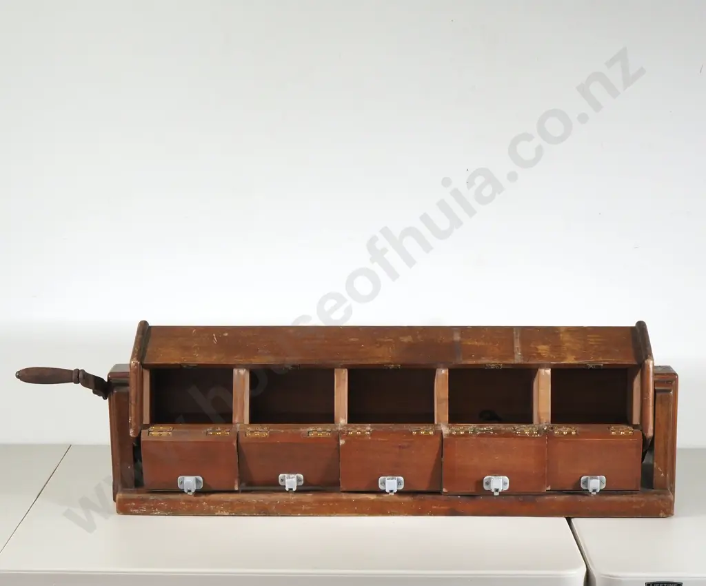 Impressive WWII New Zealand Defence Department Ballot Box, Five Compartments Image 1++