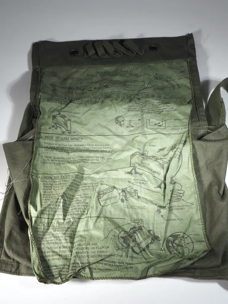 Scarce Vietnam War Era Complete M18A1 Anti Personal Mine (Claymore) Satchel w Wire, Clacker, Current Tester   Image 1++
