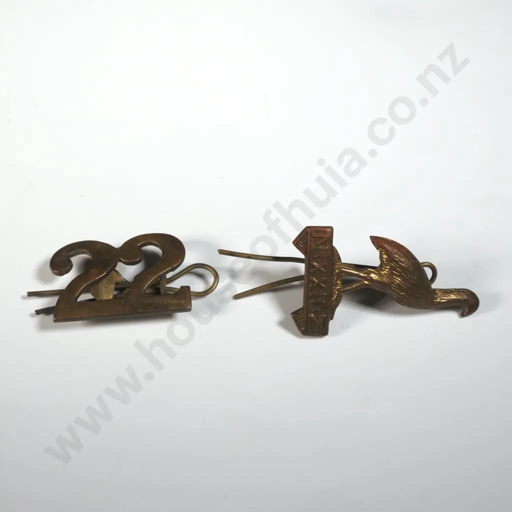 WW1 22nd Reinforcements Numeral & Collar Badge  Image 1++