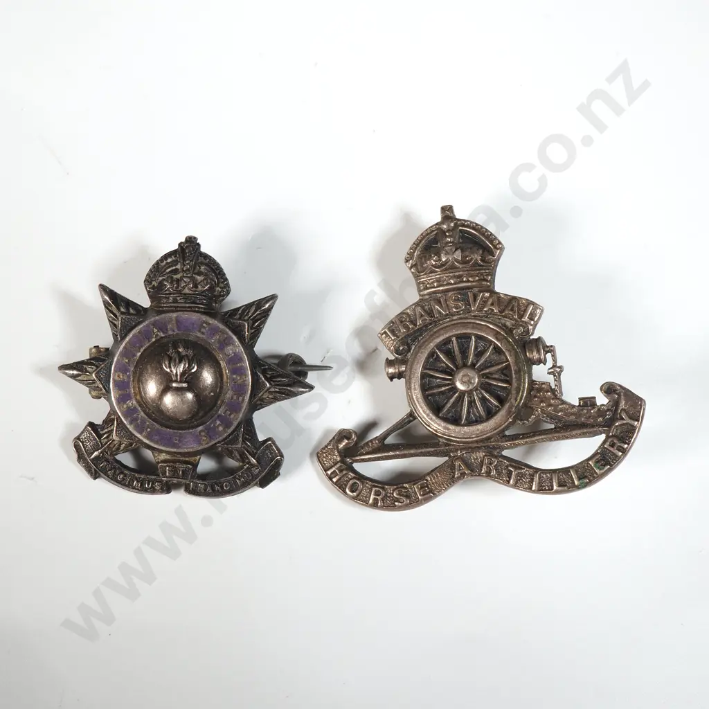 Two Sterling Silver Sweetheart Badges - Australian Engineers & Transvaal Horse Artillery Image 1++