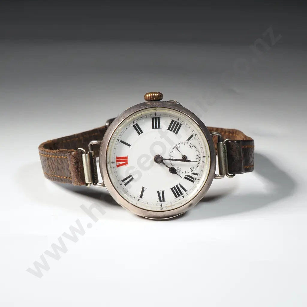 WW1 Era Sterling Silver Trench Wristwatch Image 1++