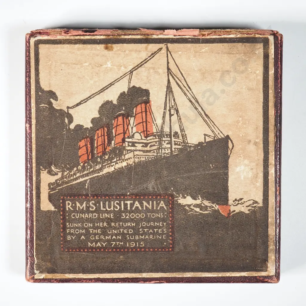Cased WW1 Lusitania Patriotic Medal Image 1++