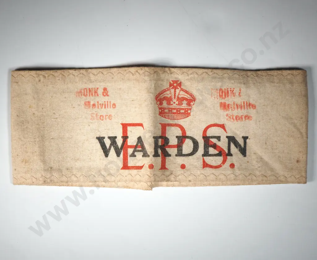 WW2 EPS Warden Armband w Monk & Melville Store Stamp Image 1++