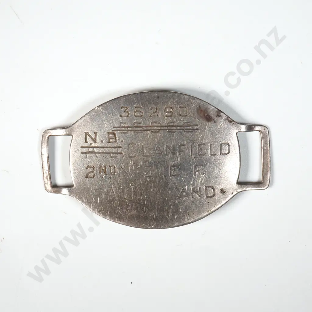 WW2 Sterling Silver ID Tag Bracelet to N B Clanfield 2nd NZEF - Renamed from his Father from WW1 Image 1++