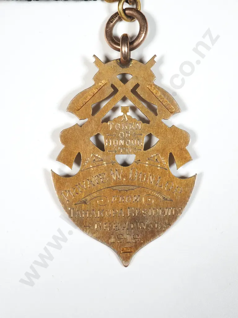 Two WW1 Return Fobs to Two Brothers - One KIA in 9ct Gold from Tahakopa  Image 1++