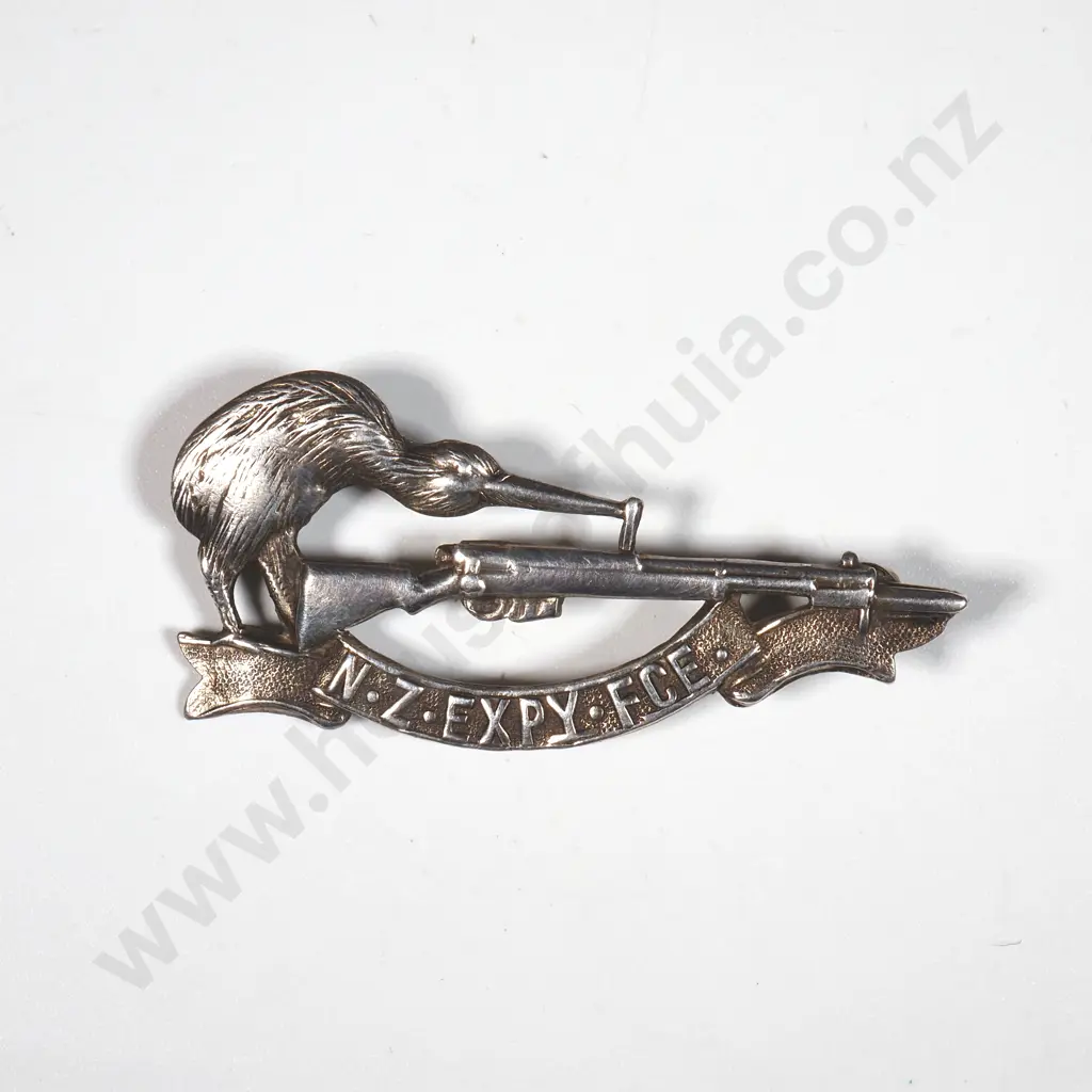 WWI Sterling Silver Rifle Sweetheart Badge w  Kiwi & NZEXPY FCE. Image 1++