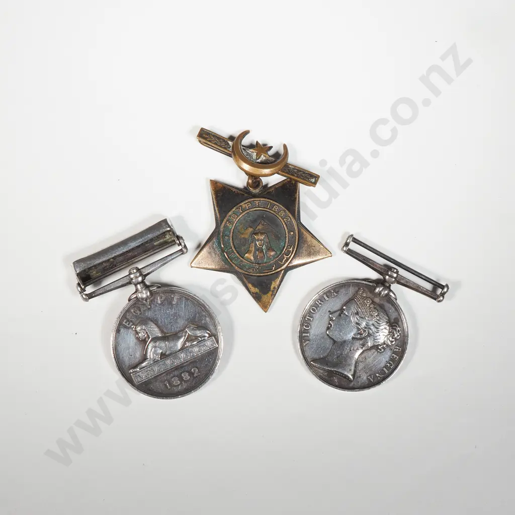 Victorian English Royal Navy Group of Three Medals - Egypt 1882 Medal - LSGC & Khedives Star - John Oneil Boatswains Mat Image 1++