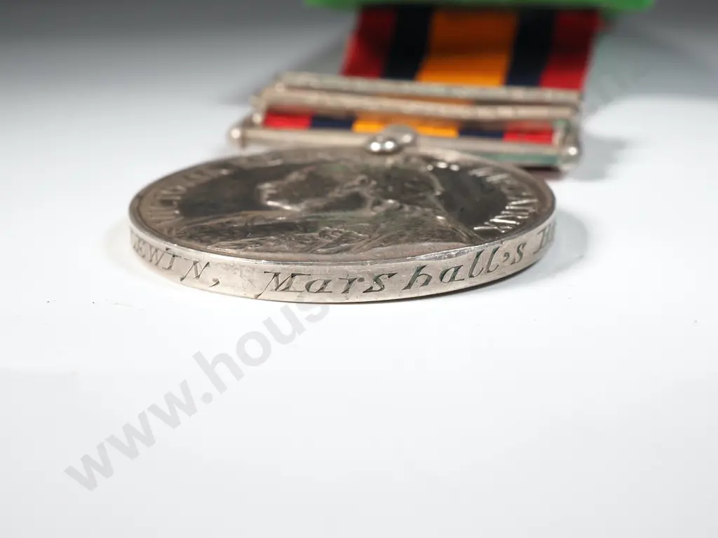Boer War Q.S.A. Medal & 2x Bars. LT N Lewin. 'Marshall's Horse' Cavalry Unit. Image 1++