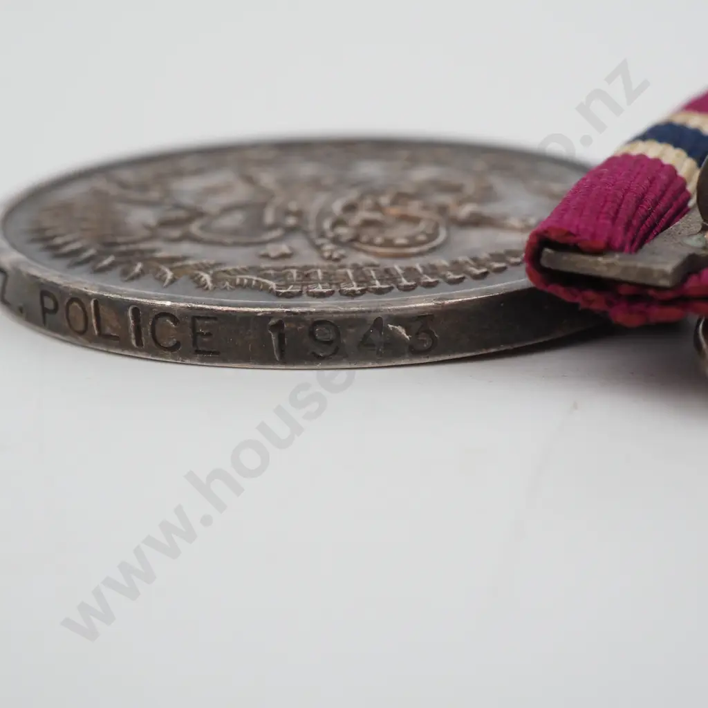 WW2 NZ Police Long Service Medal to 3040 Constable A R Gibson NZ Police 1943 Image 1++