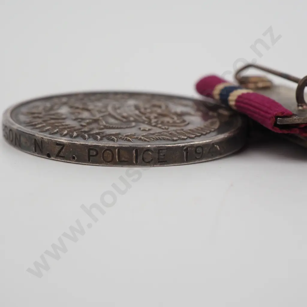 WW2 NZ Police Long Service Medal to 3040 Constable A R Gibson NZ Police 1943 Image 1++