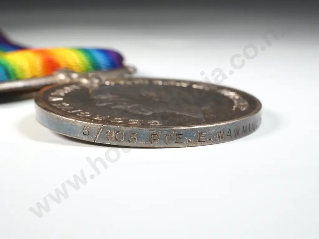 WW1 British War Medal to 5/903 Pt E Wawman NZEF Image 1++