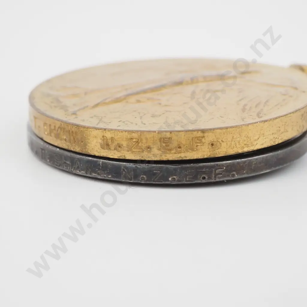 WW1 NZEF Medal Pair to 4/1842 W T Shaw & Sterling Silver Wellington Orphans Club Medal  Image 1++