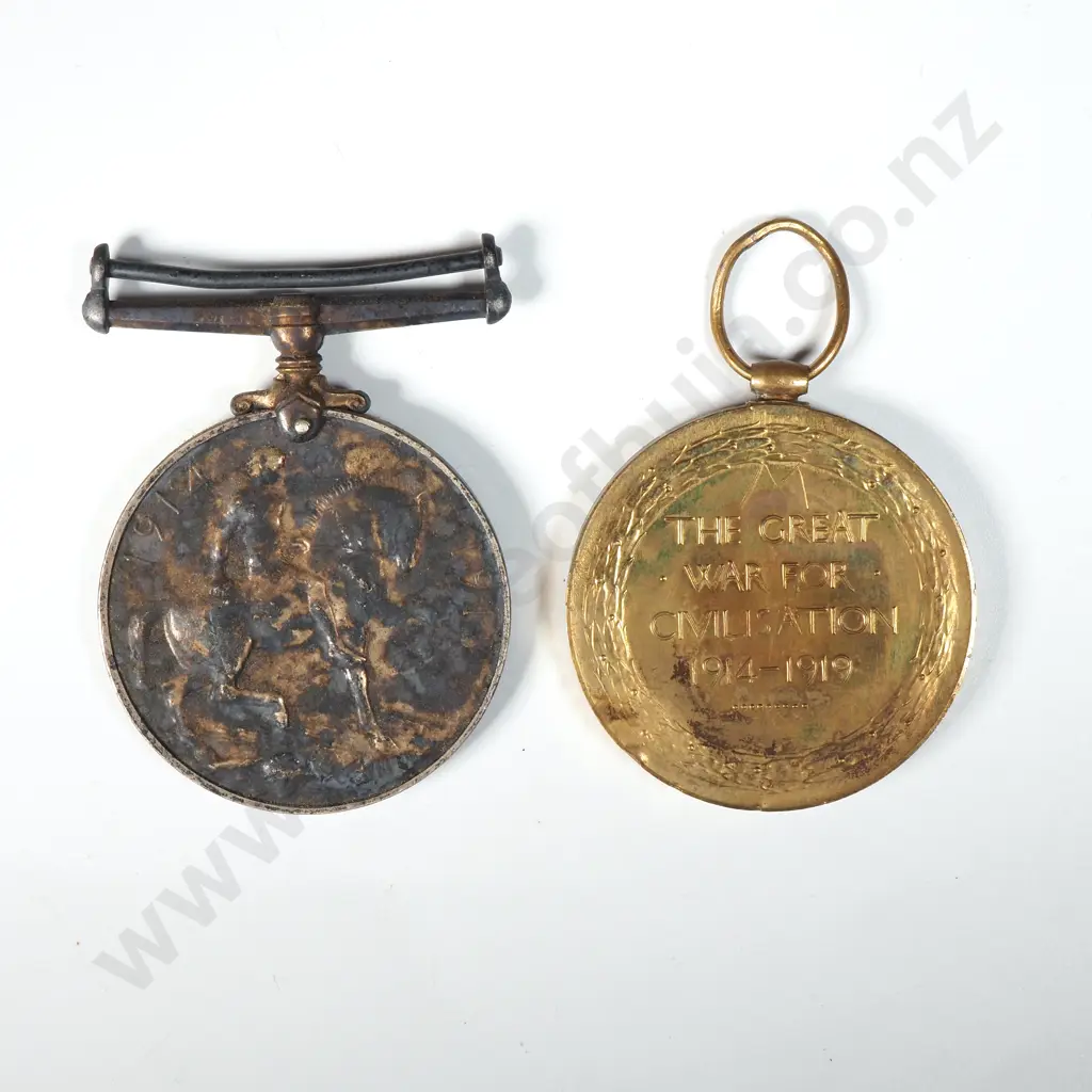 WW1 Medal Pair to 9.1950 SPR G Proctor - George Proctor NZ Engineers Died on 1 October 1917  Image 1++
