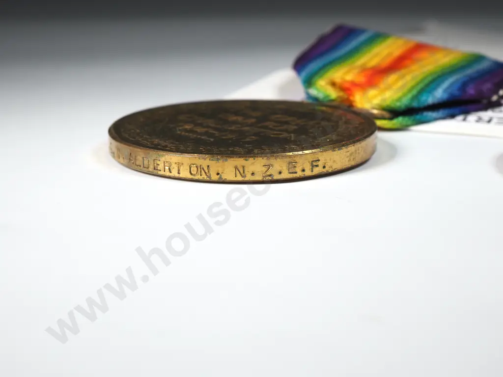 WW1 Pair to 40173 Pte G W Alderton NZEF - WIA Oct 1917  Image 1++