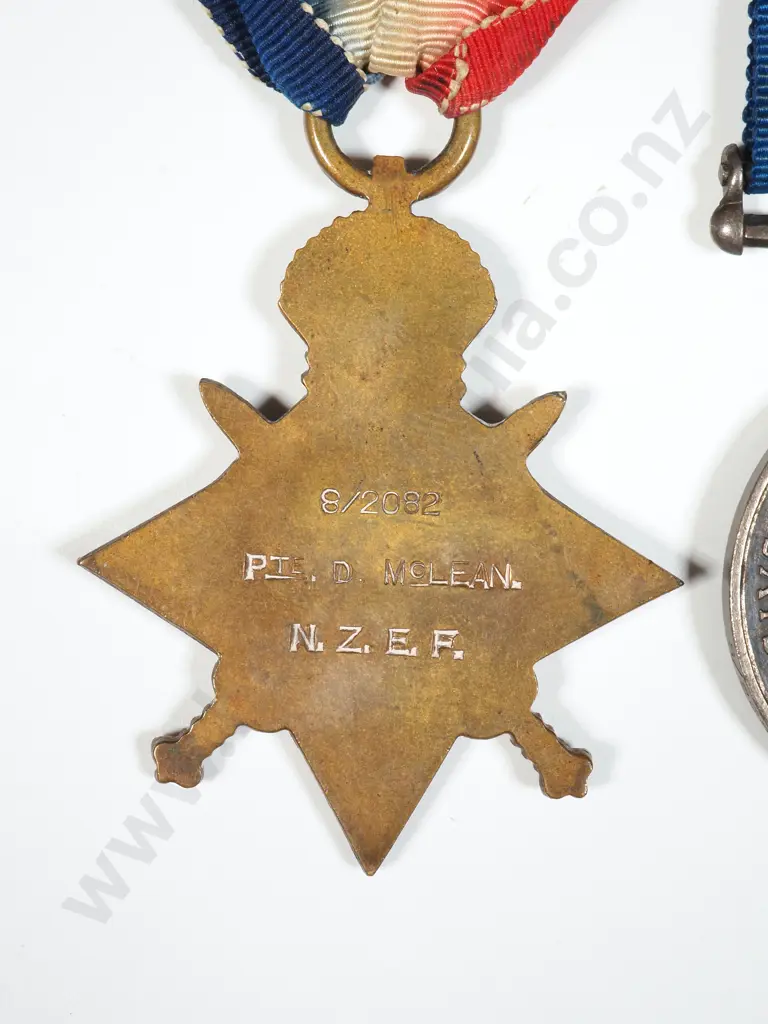 WW1 1914/15 Star & BWM to 8/2082 Pte D Mclean NZEF Image 1++