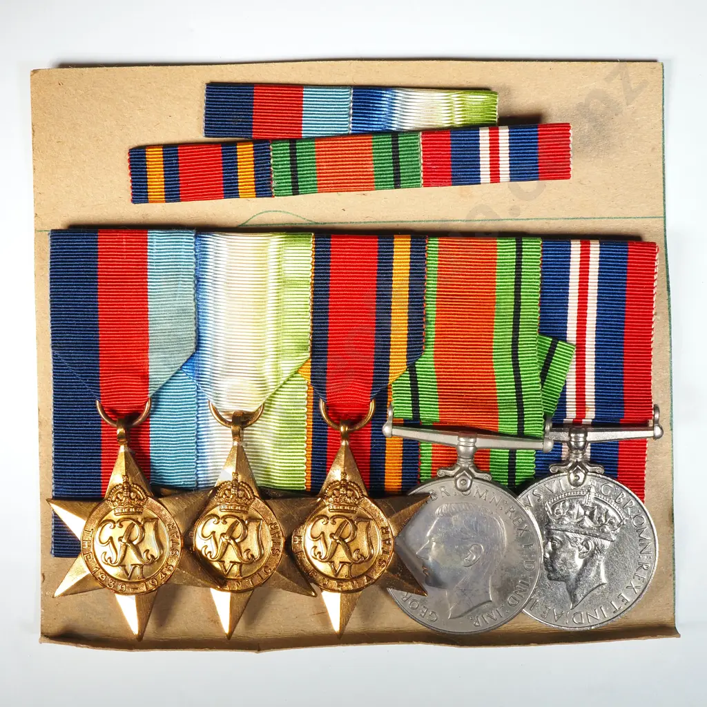 WW2 Mounted Group of Five & Ribbon Bar  Image 1++